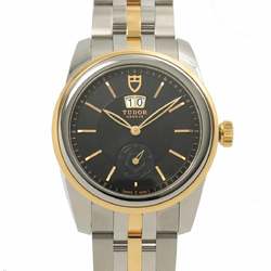 Tudor Glamour Double Date Combi 57003 Men's Watch Black YG Yellow Gold Automatic