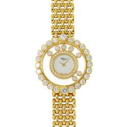 Chopard Happy Diamond 20/4180 Ladies Watch Large 7P Moving White K18YG Solid Gold Quartz