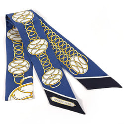 HERMES LIFT PROFILE 063777S Twilly Silk Scarf Navy Women's