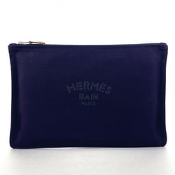 HERMES Yachting GM 102501M Pouch Cotton Navy Unisex