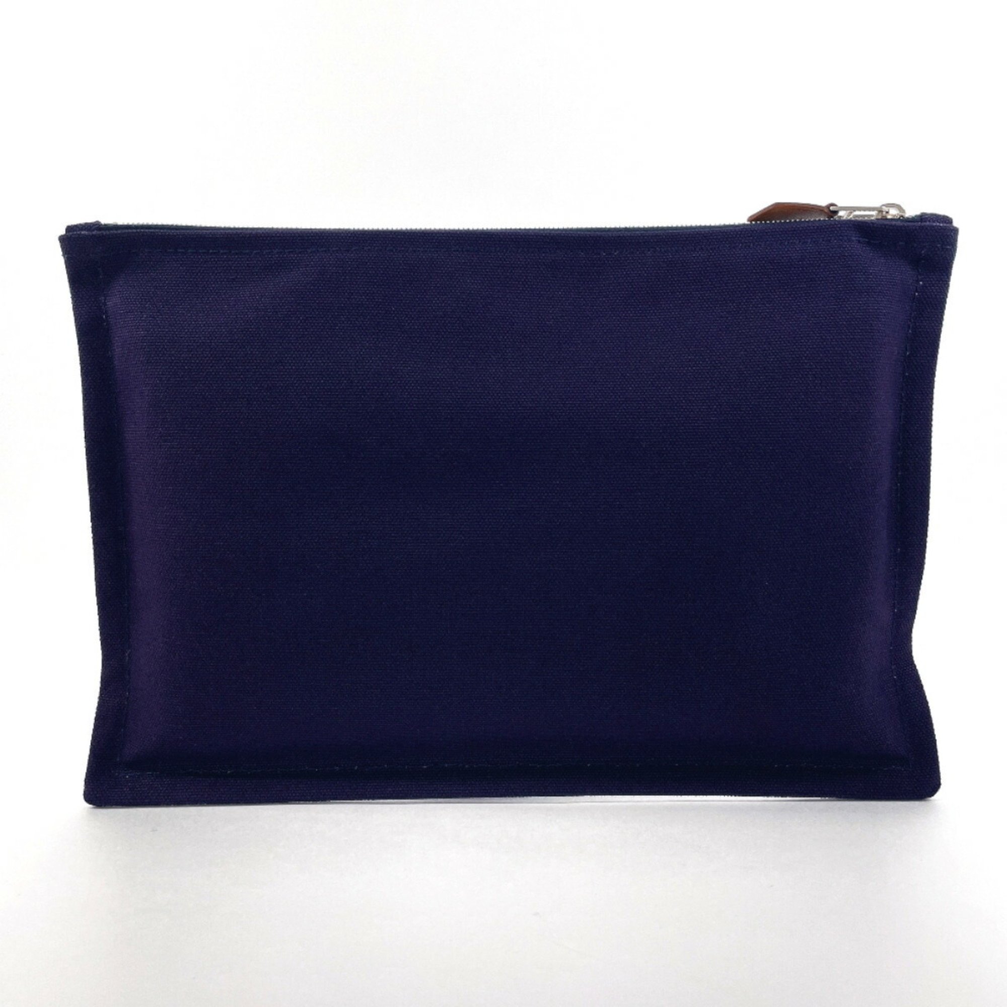 HERMES Yachting GM 102501M Pouch Cotton Navy Unisex