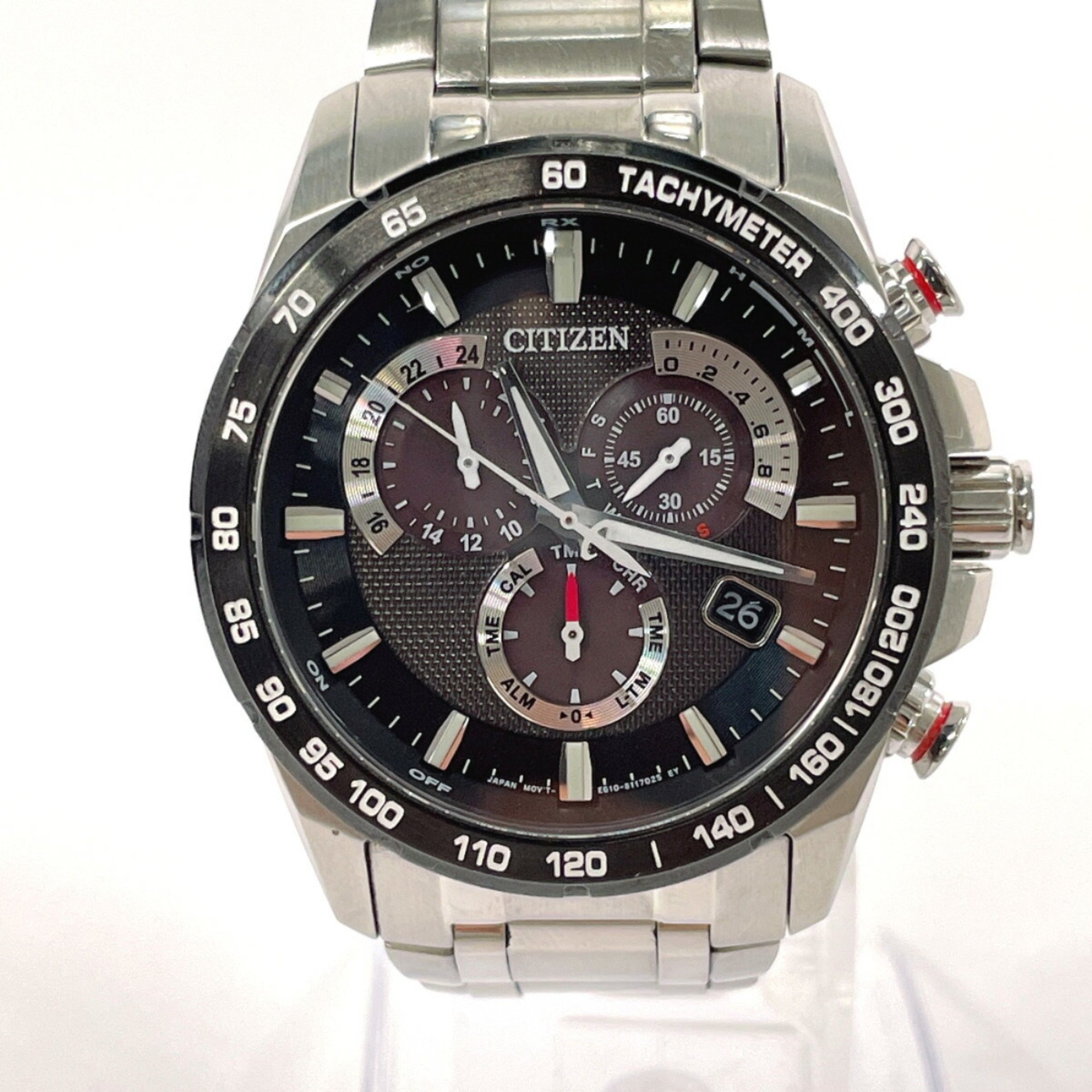 CITIZEN Eco-Drive ATTESA E610 Watch Stainless Steel/Stainless Steel Silver Solar Black Dial Men's