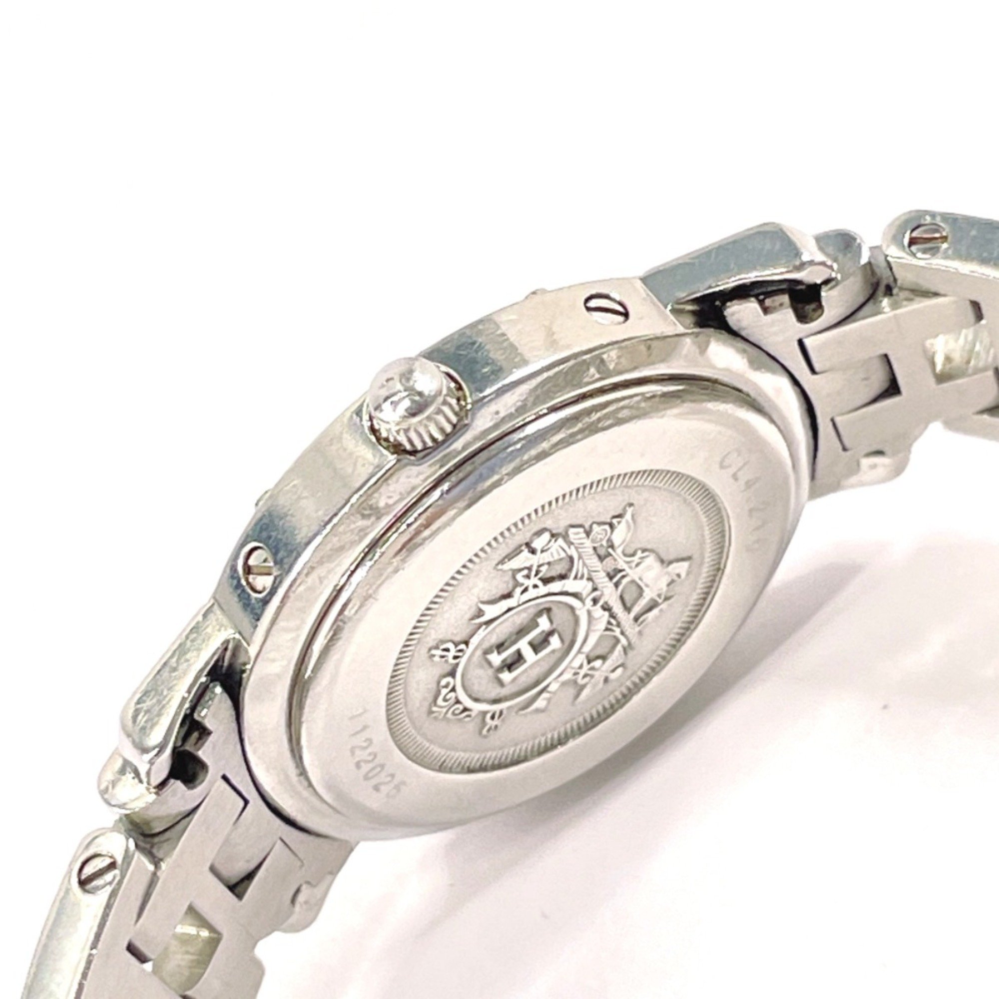 HERMES Clipper CL4.210 Watch Stainless Steel/Stainless Steel Silver Quartz White Dial Women's