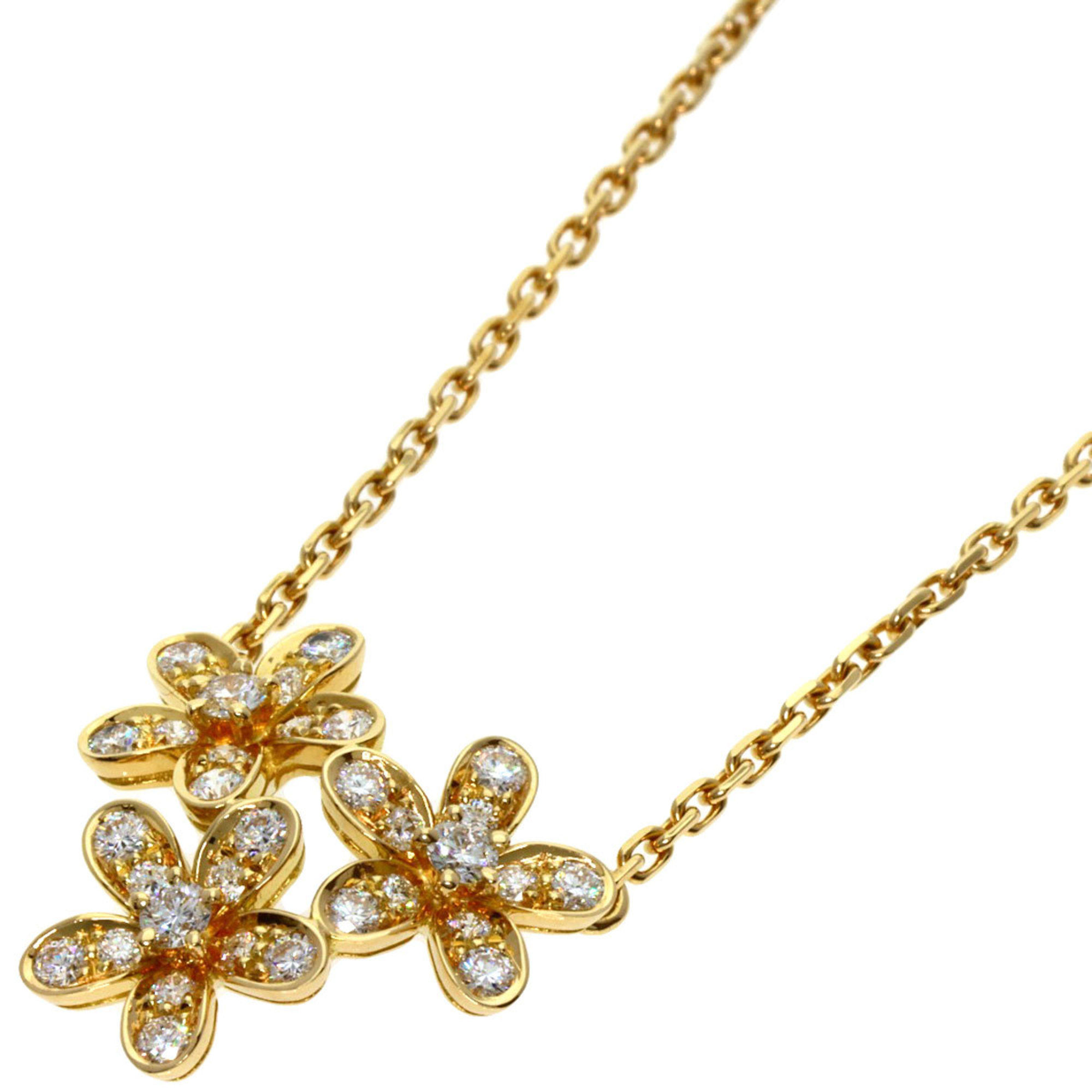 Van Cleef & Arpels Socrates 3 Flower Diamond Necklace K18 Yellow Gold Women's