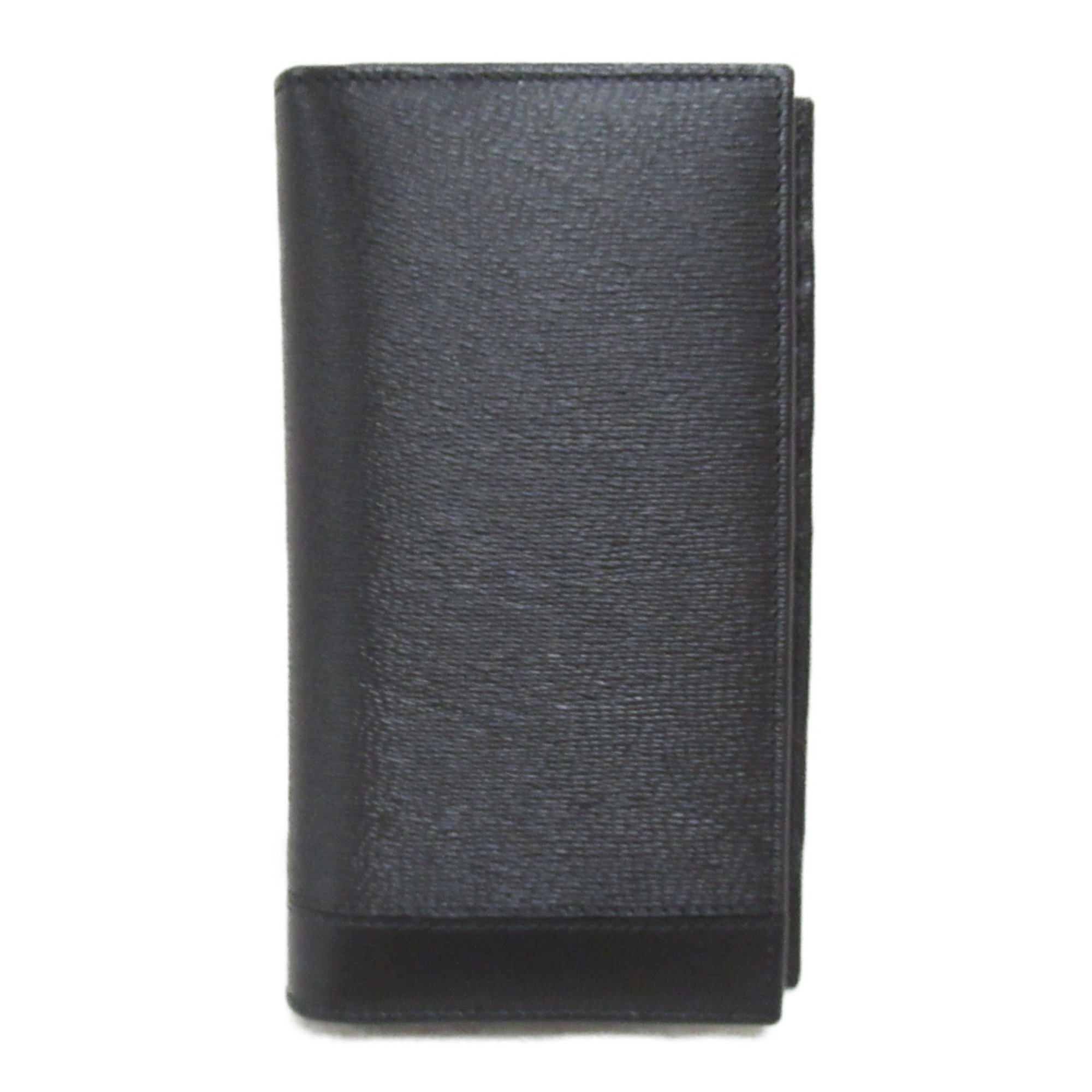 BVLGARI Bifold long wallet Black leather 282852GRAIN