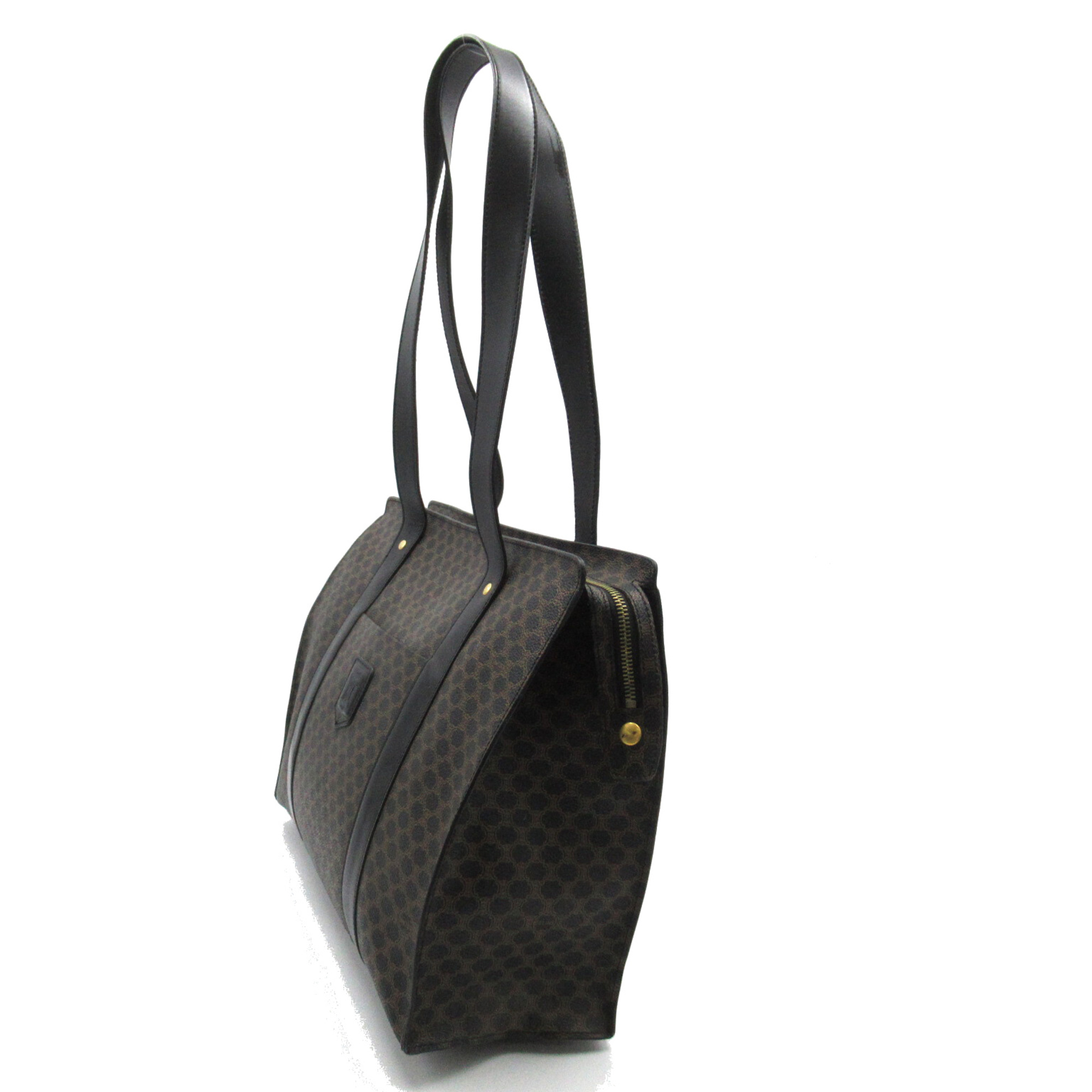 CELINE Shopping bag Black Brown PVC coated canvas