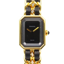 CHANEL Premiere L Wrist Watch H0001 Quartz Black Gold Plated Leather belt H0001