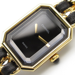 CHANEL Premiere L Wrist Watch H0001 Quartz Black Gold Plated Leather belt H0001