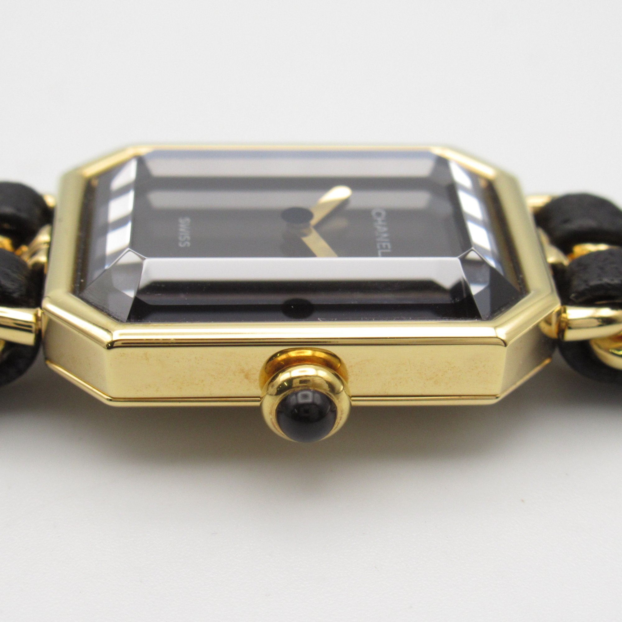 CHANEL Premiere L Wrist Watch H0001 Quartz Black Gold Plated Leather belt H0001