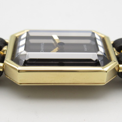 CHANEL Premiere L Wrist Watch H0001 Quartz Black Gold Plated Leather belt H0001