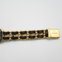 CHANEL Premiere L Wrist Watch H0001 Quartz Black Gold Plated Leather belt H0001