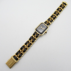 CHANEL Premiere L Wrist Watch H0001 Quartz Black Gold Plated Leather belt H0001