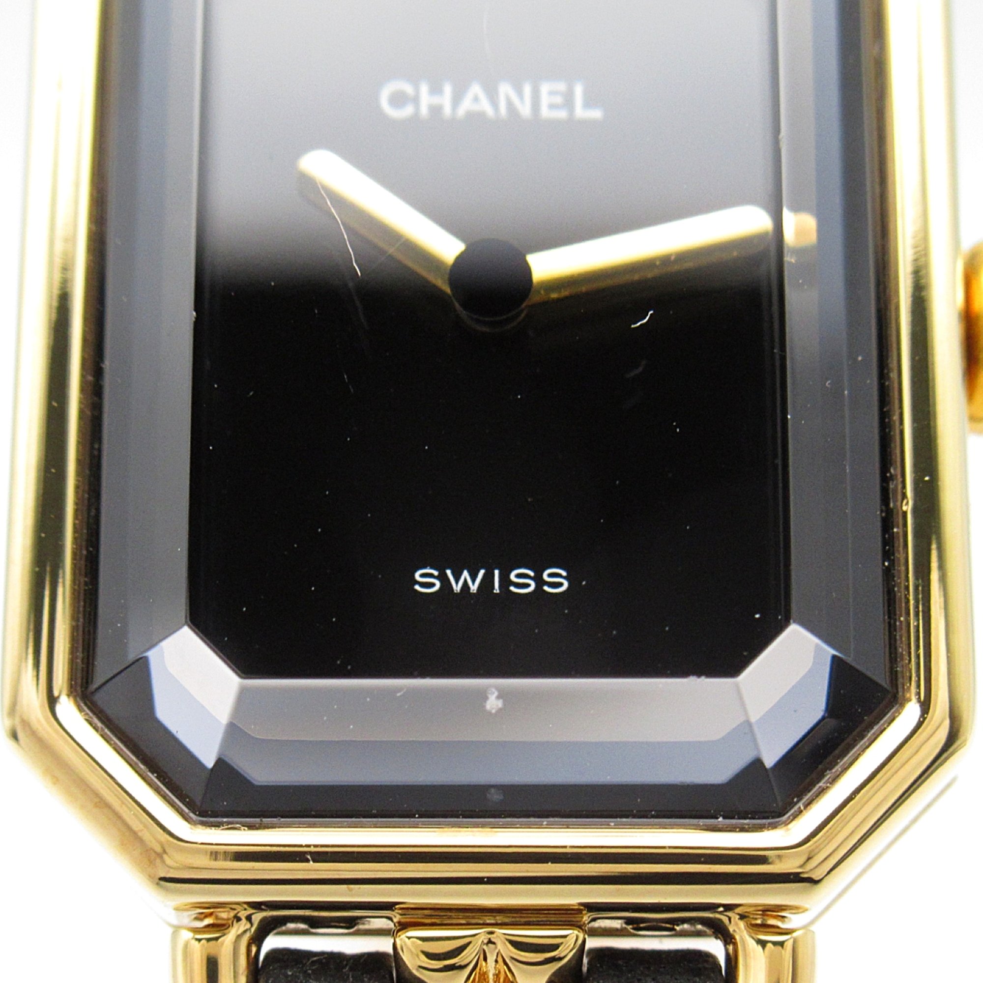 CHANEL Premiere L Wrist Watch H0001 Quartz Black Gold Plated Leather belt H0001