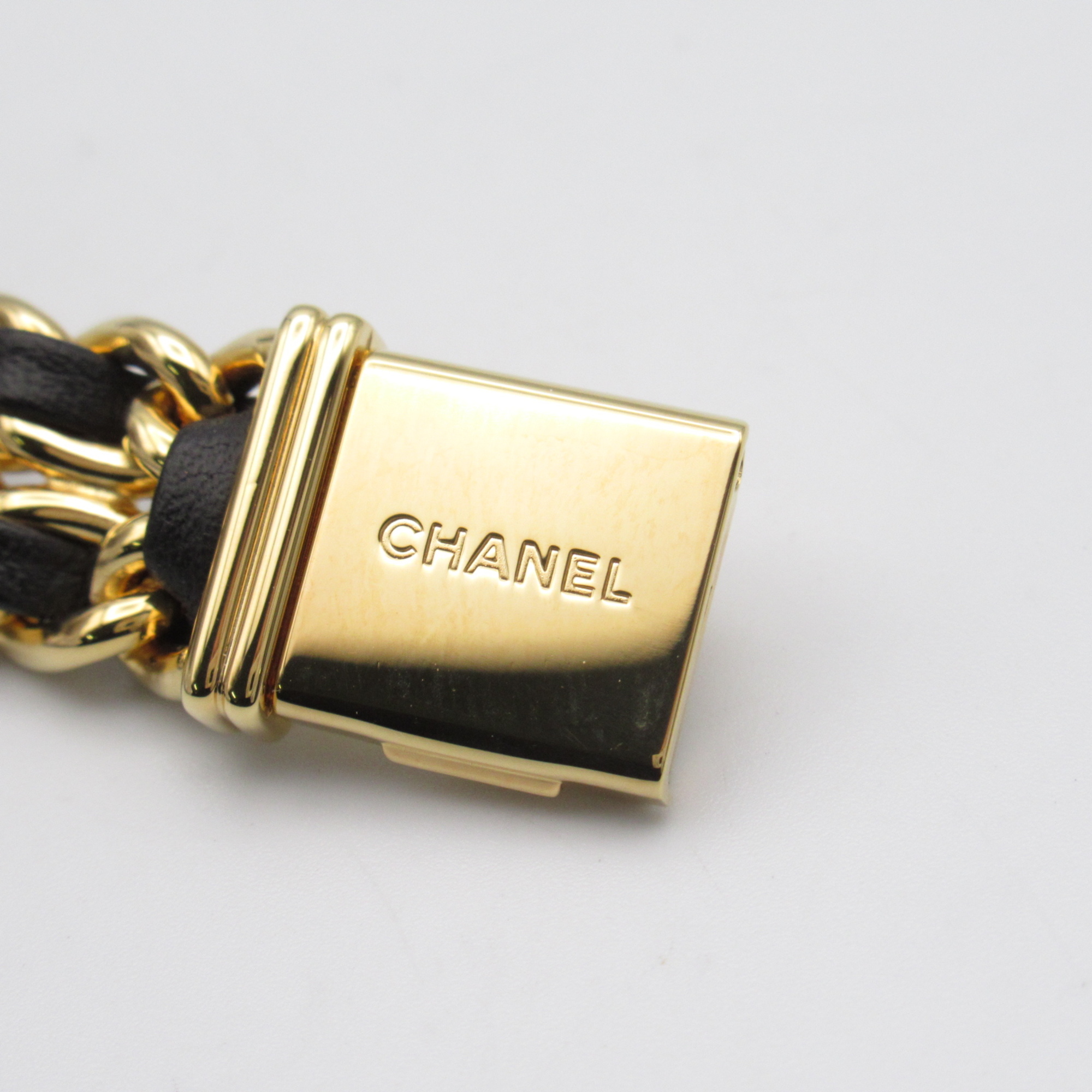 CHANEL Premiere L Wrist Watch H0001 Quartz Black Gold Plated Leather belt H0001