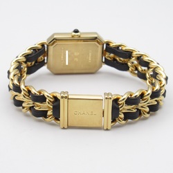 CHANEL Premiere L Wrist Watch H0001 Quartz Black Gold Plated Leather belt H0001