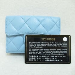 CHANEL Tri-Fold Wallet Blue Caviar Skin (Grained Calf)