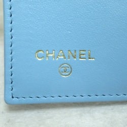 CHANEL Tri-Fold Wallet Blue Caviar Skin (Grained Calf)