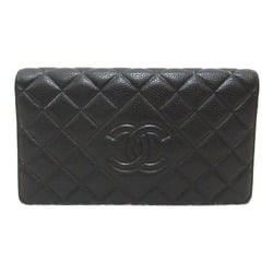 CHANEL Bifold long wallet Black Caviar Skin (Grained Calf)