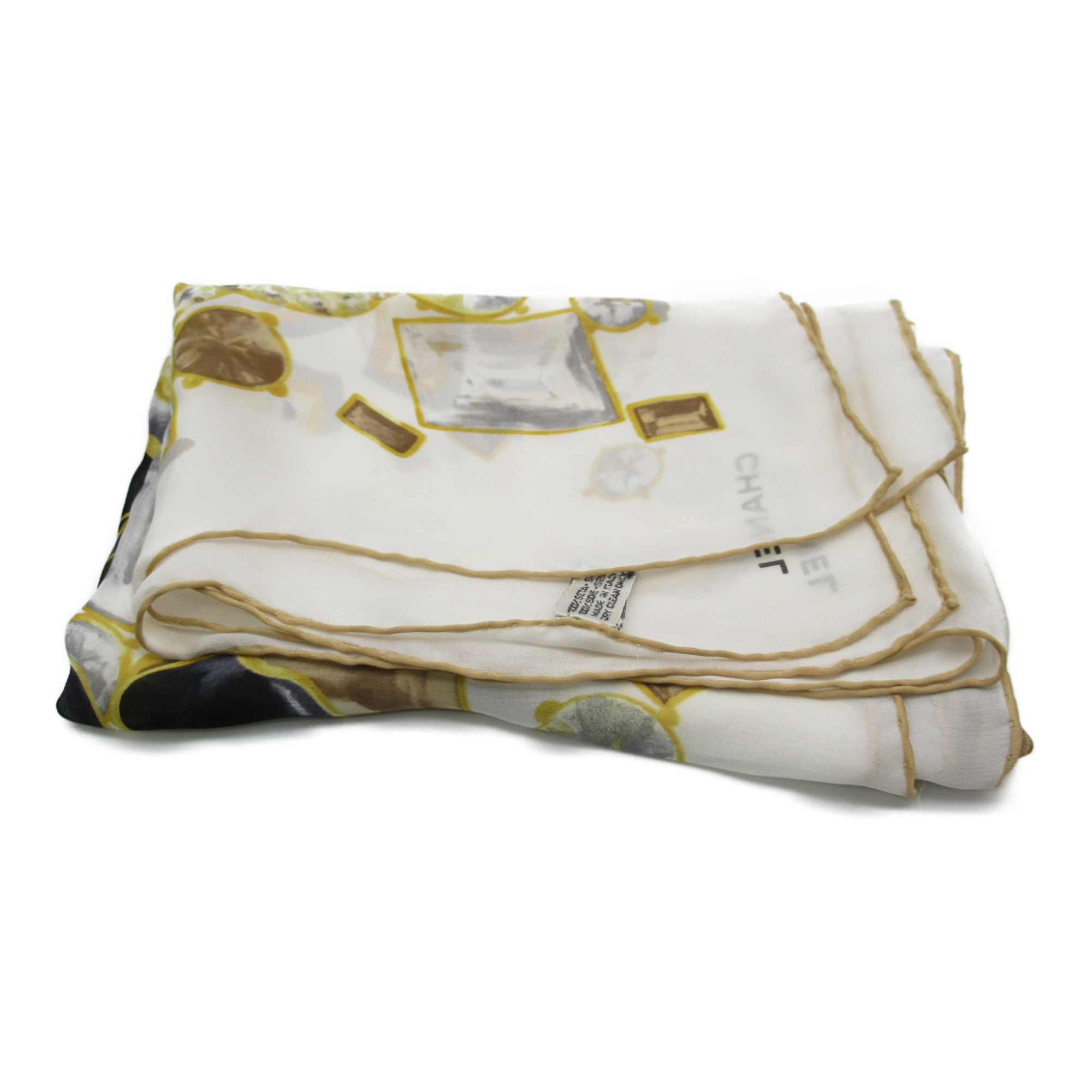 CHANEL Scalf White Yellow silk