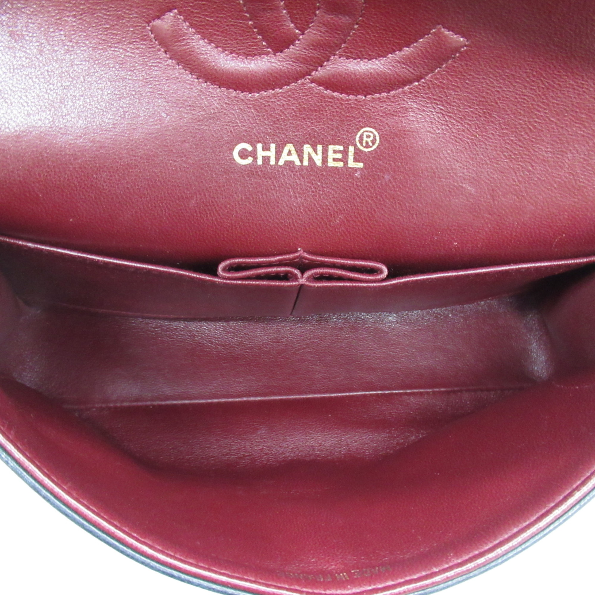 CHANEL Matelasse Double Flap ChainShoulder Black Lambskin (sheep leather) A01112