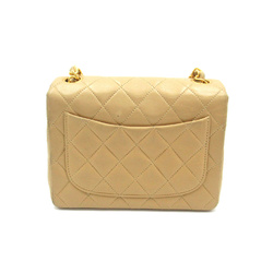 CHANEL Mini Materasse Chain Shoulder Beige Lambskin (sheep leather)