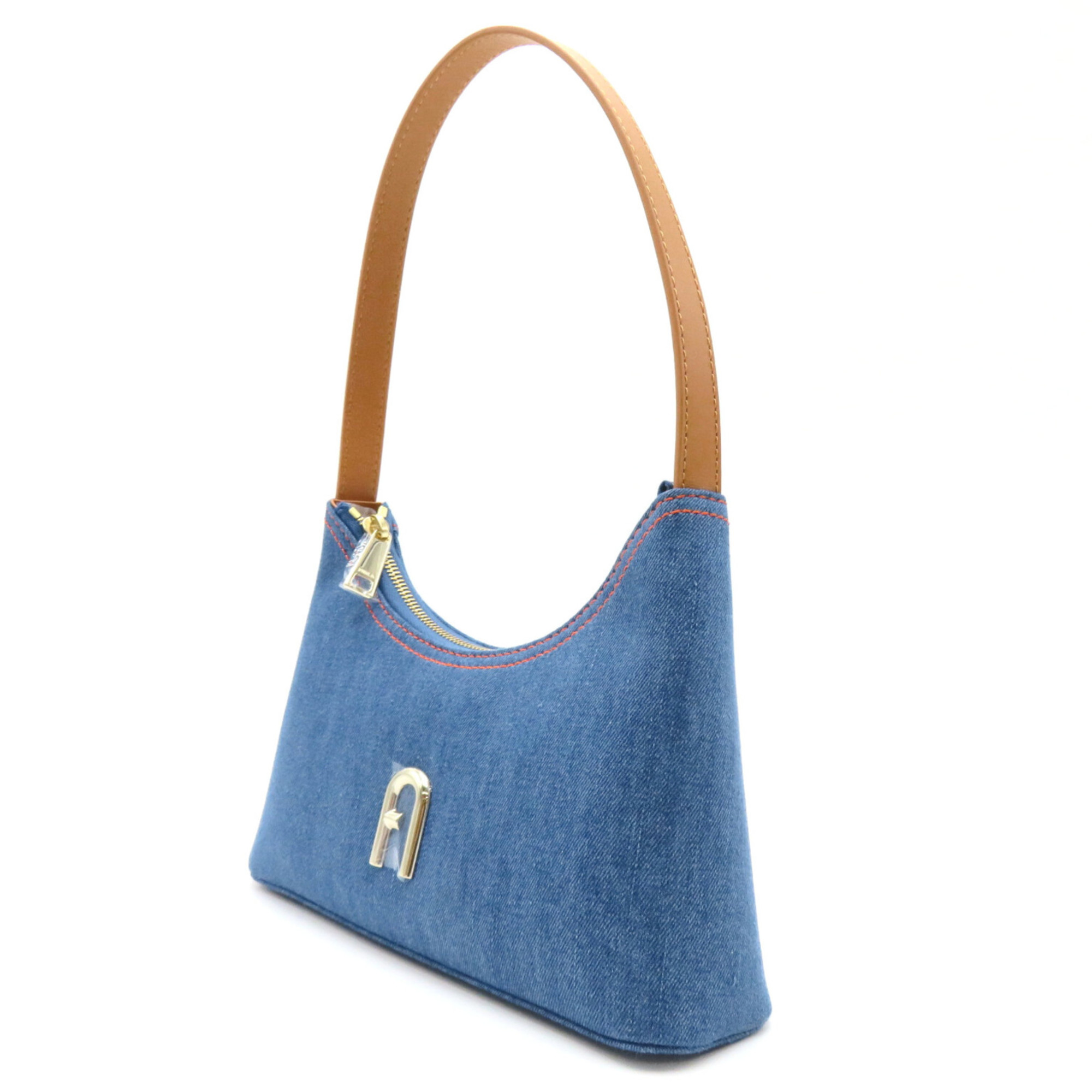 Furla Shoulder Bag Blue Brown Denim blue cotton leather WB01239BX15422676S