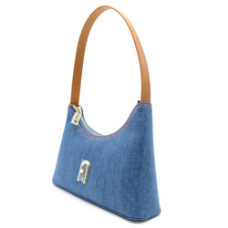 Furla Shoulder Bag Blue Brown Denim blue cotton leather WB01239BX15422676S