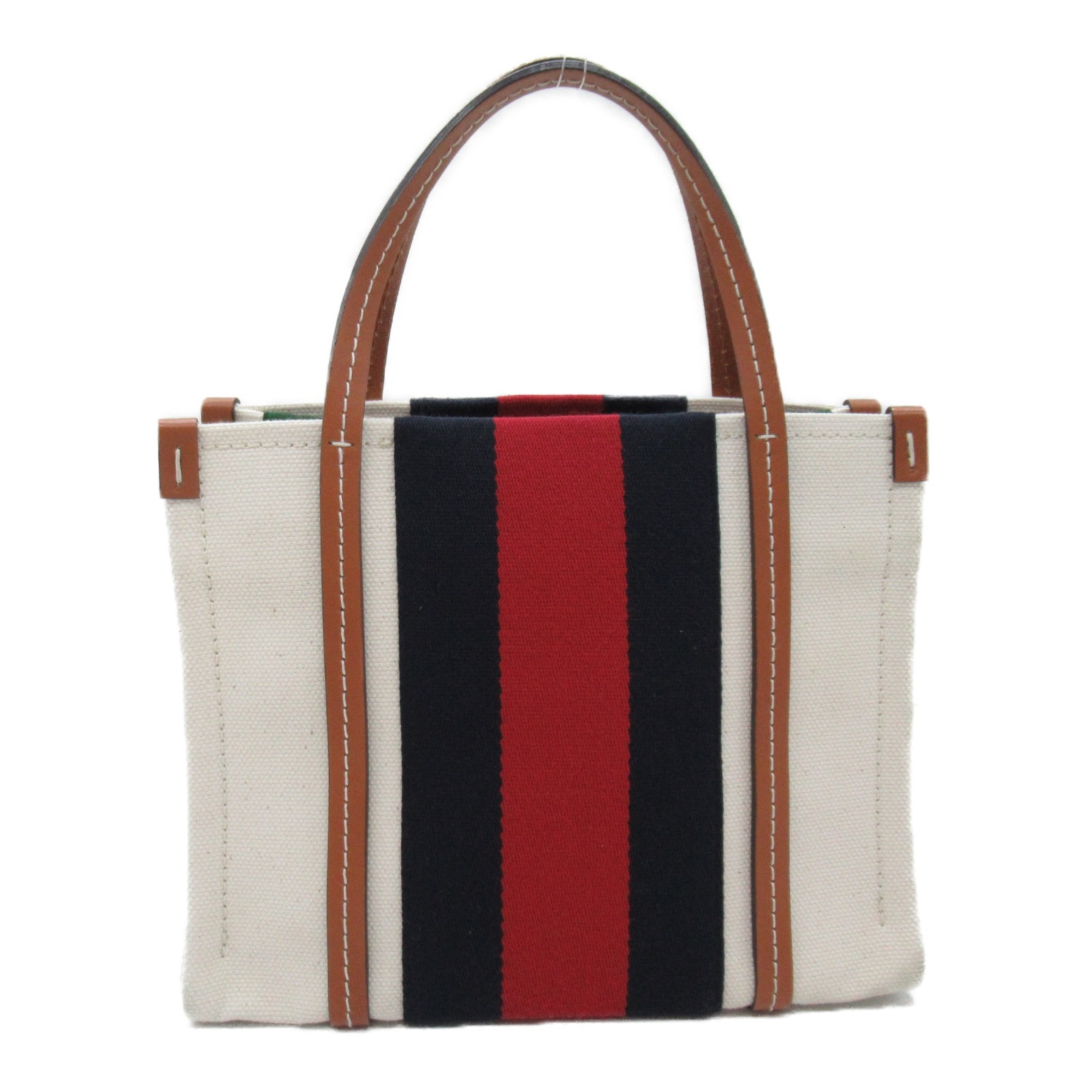 GUCCI Web Stripe Interlocking Tote Bag White canvas leather 77735