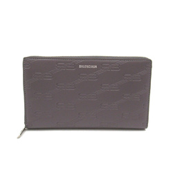 BALENCIAGA Round long wallet Gray leather 717787210JS1404