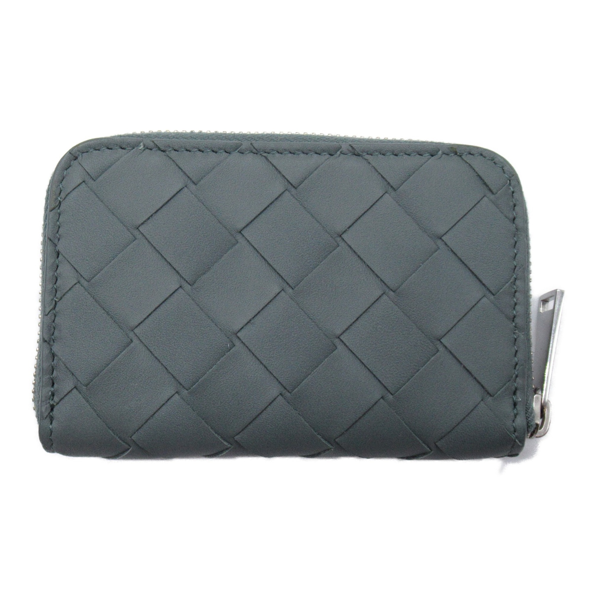 BOTTEGA VENETA Intrecciato coin purse Green dark blue leather