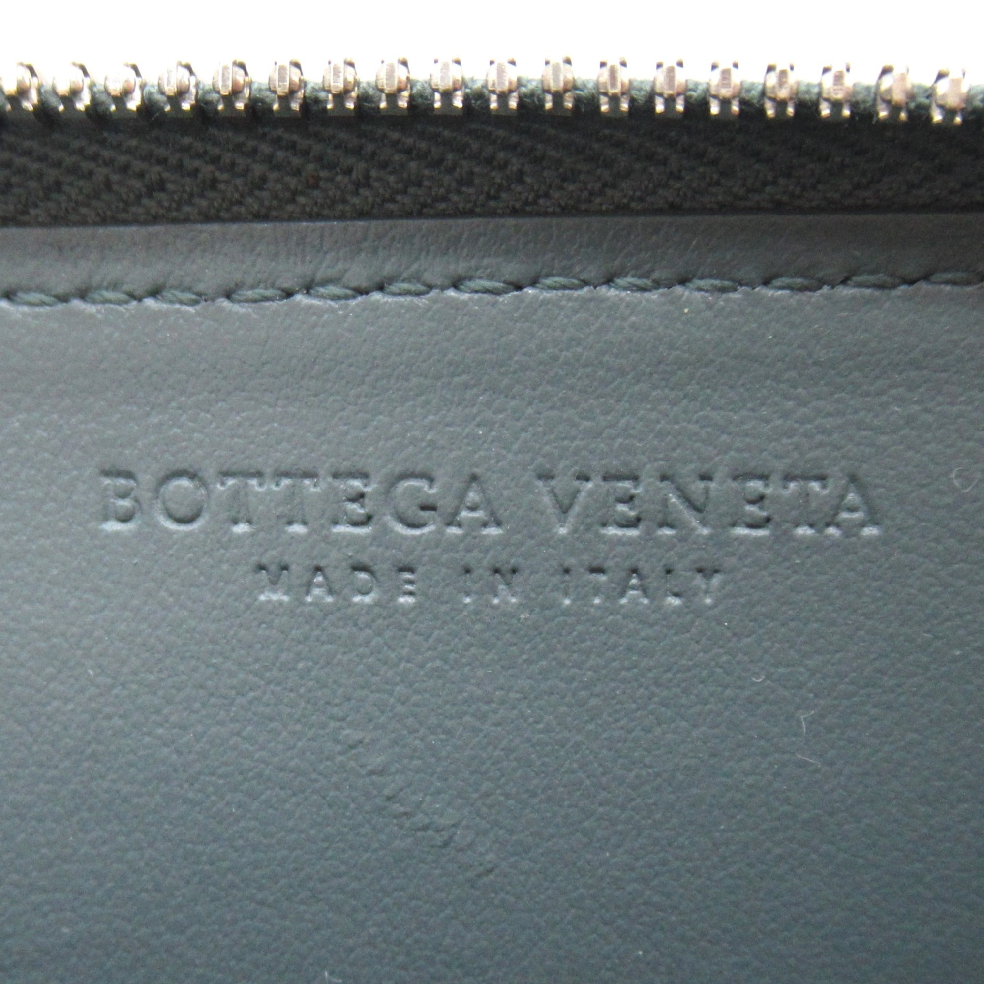 BOTTEGA VENETA Intrecciato coin purse Green dark blue leather