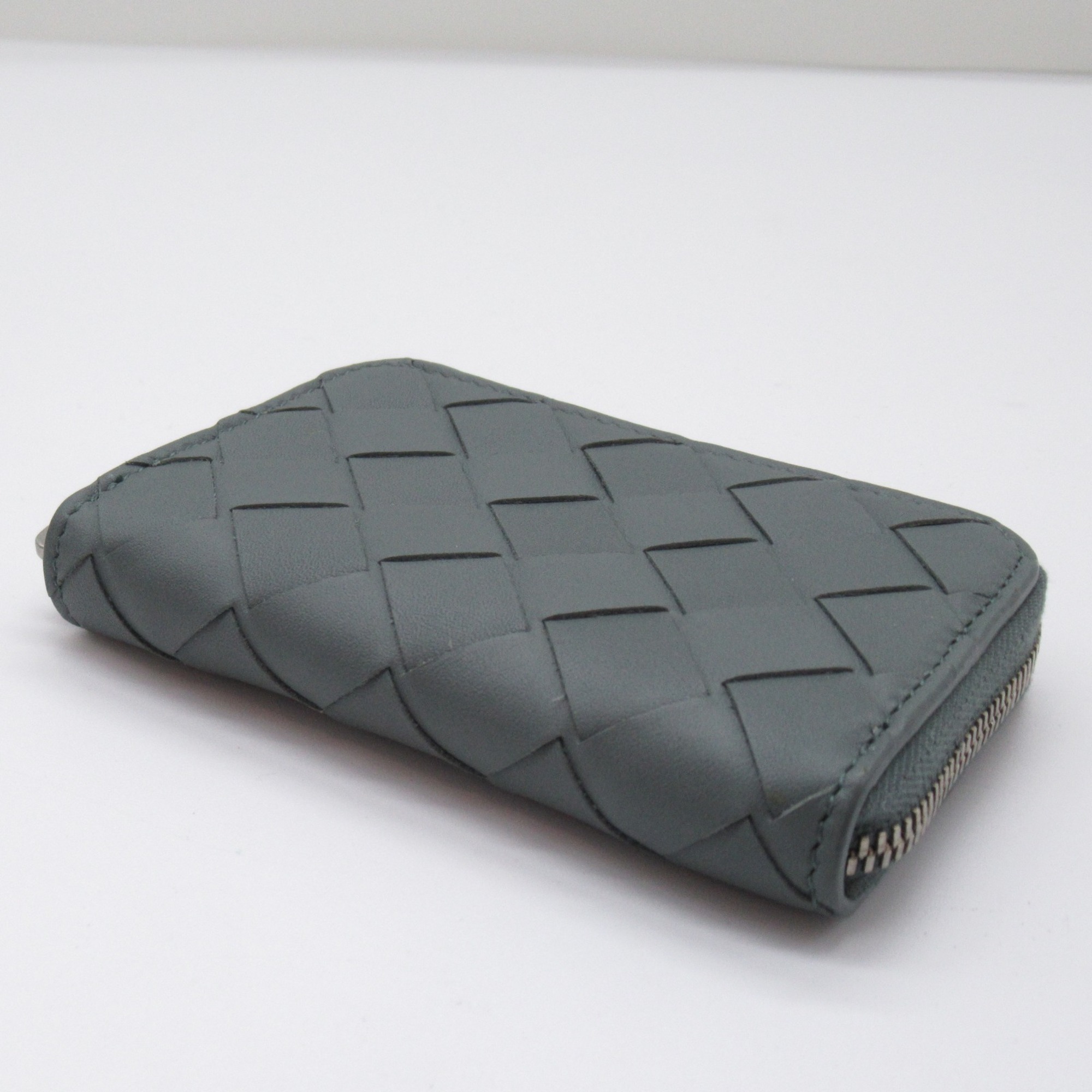 BOTTEGA VENETA Intrecciato coin purse Green dark blue leather