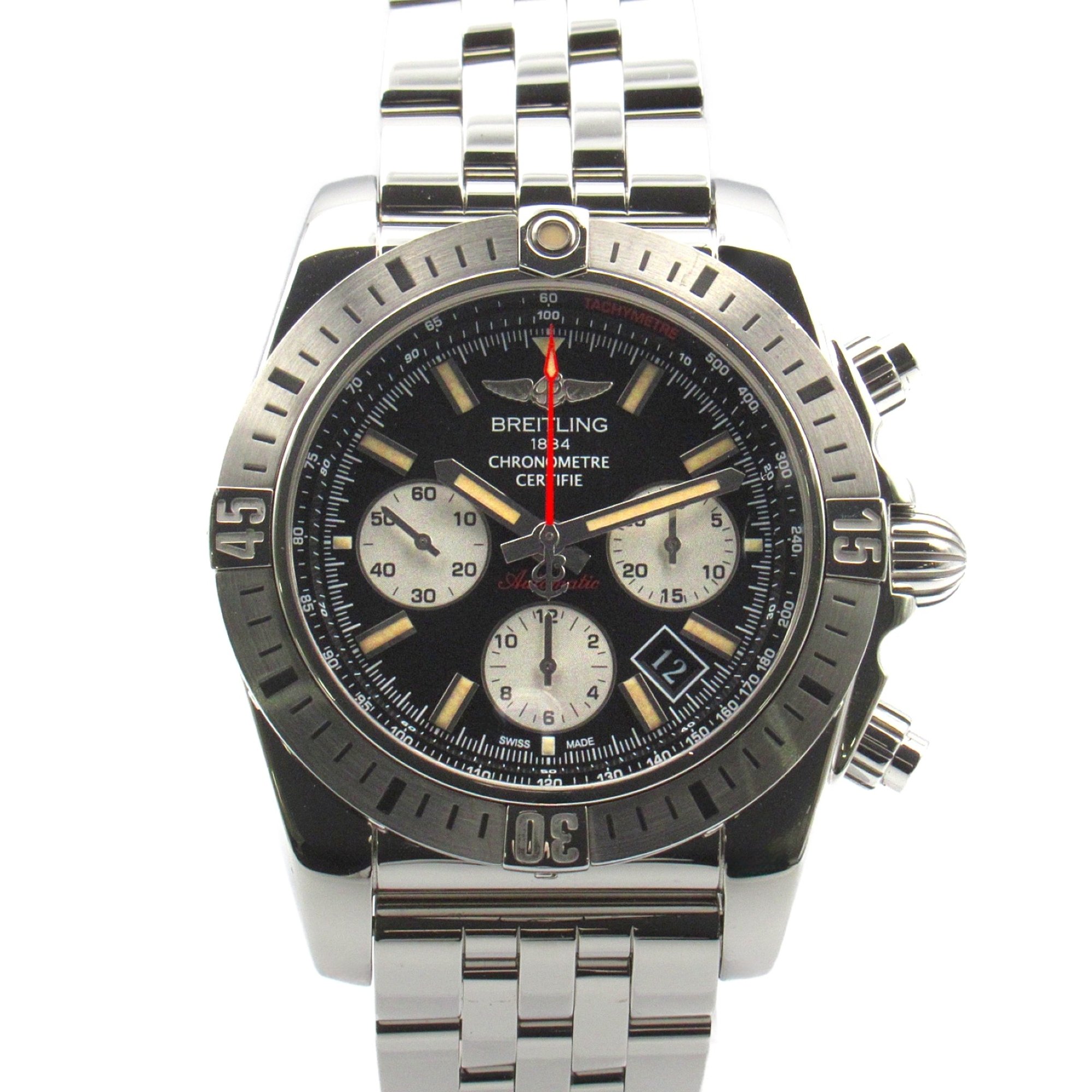 BREITLING Chronomat Wrist Watch AB0115 Mechanical Automatic Black Stainless Steel AB0115