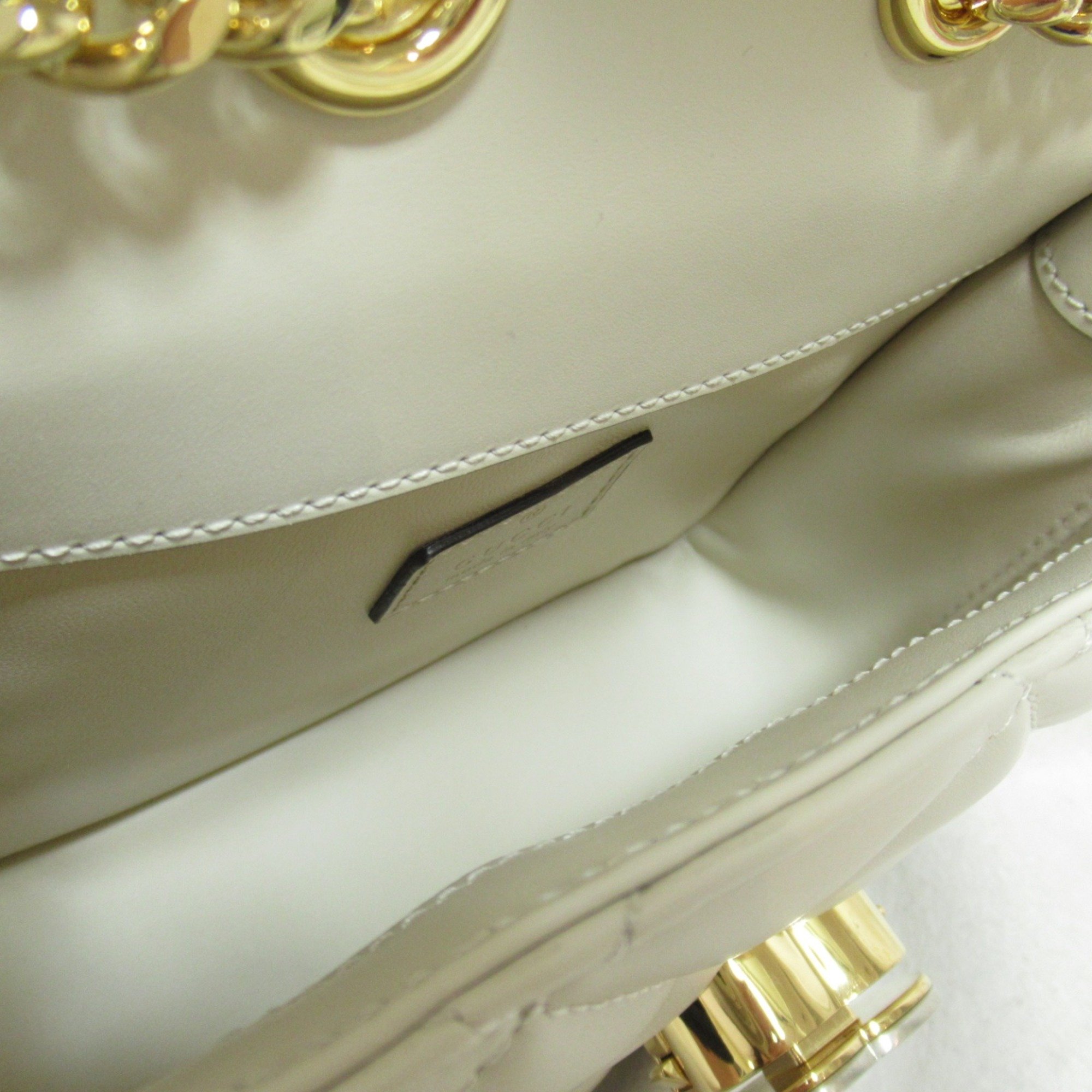 GUCCI Deco Leather Shoulder Bag ChainShoulder Bag White leather 741457AAB1Q9022