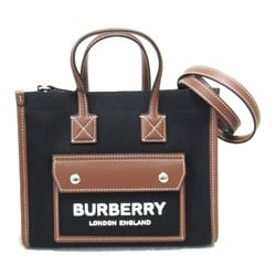 BURBERRY 2wayShoulder Bag Black /Tan canvas leather 8055749