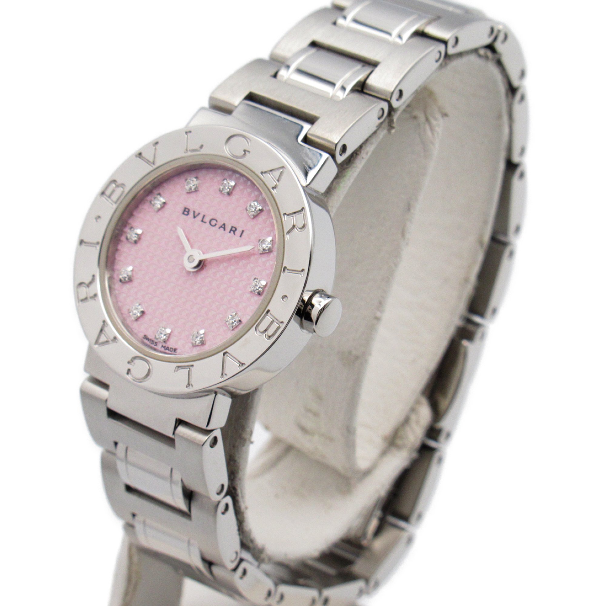 BVLGARI BVLGARI BVLGARI 12P diamond Wrist Watch BB23SS Quartz Pink Stainless Steel BB23SS