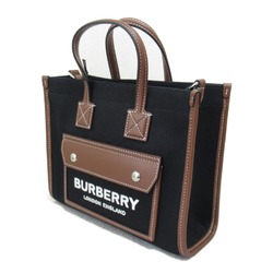 BURBERRY 2wayShoulder Bag Black /Tan canvas leather 8055749