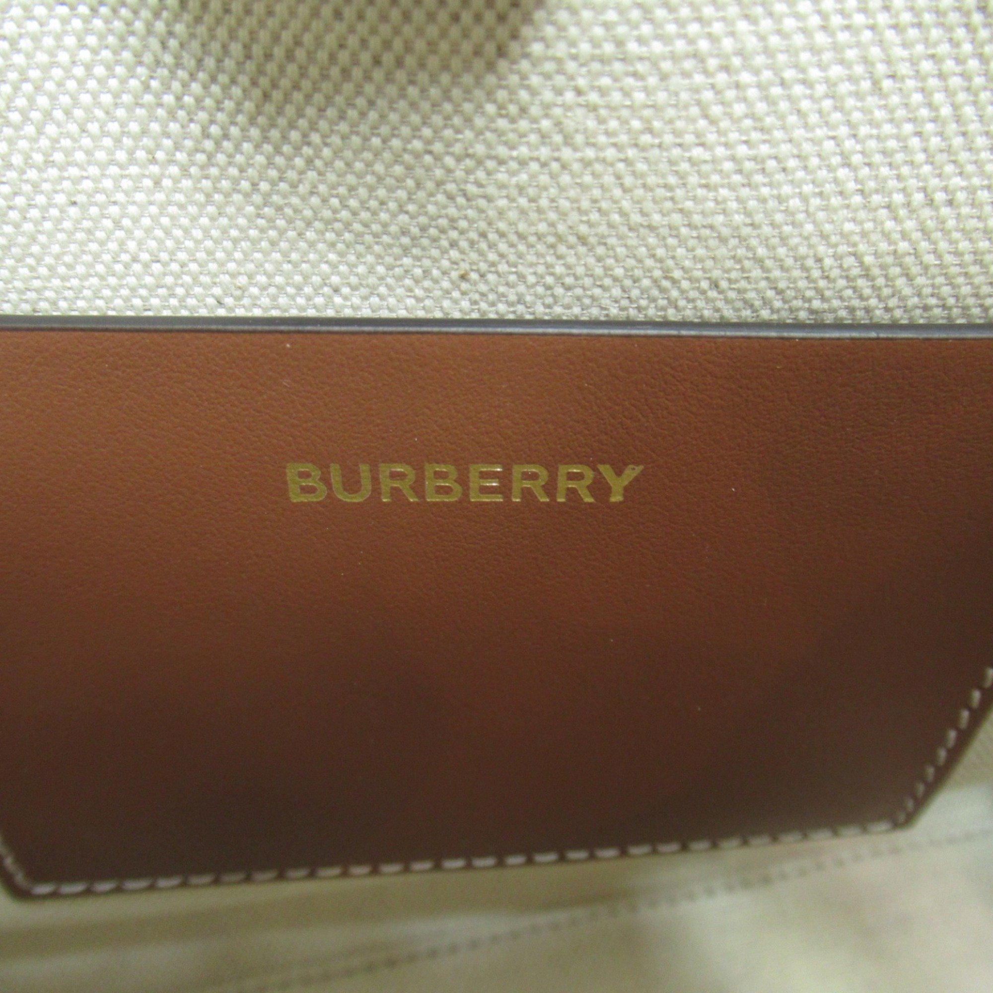 BURBERRY 2wayShoulder Bag White Brown Natural /Tan canvas leather 8044143