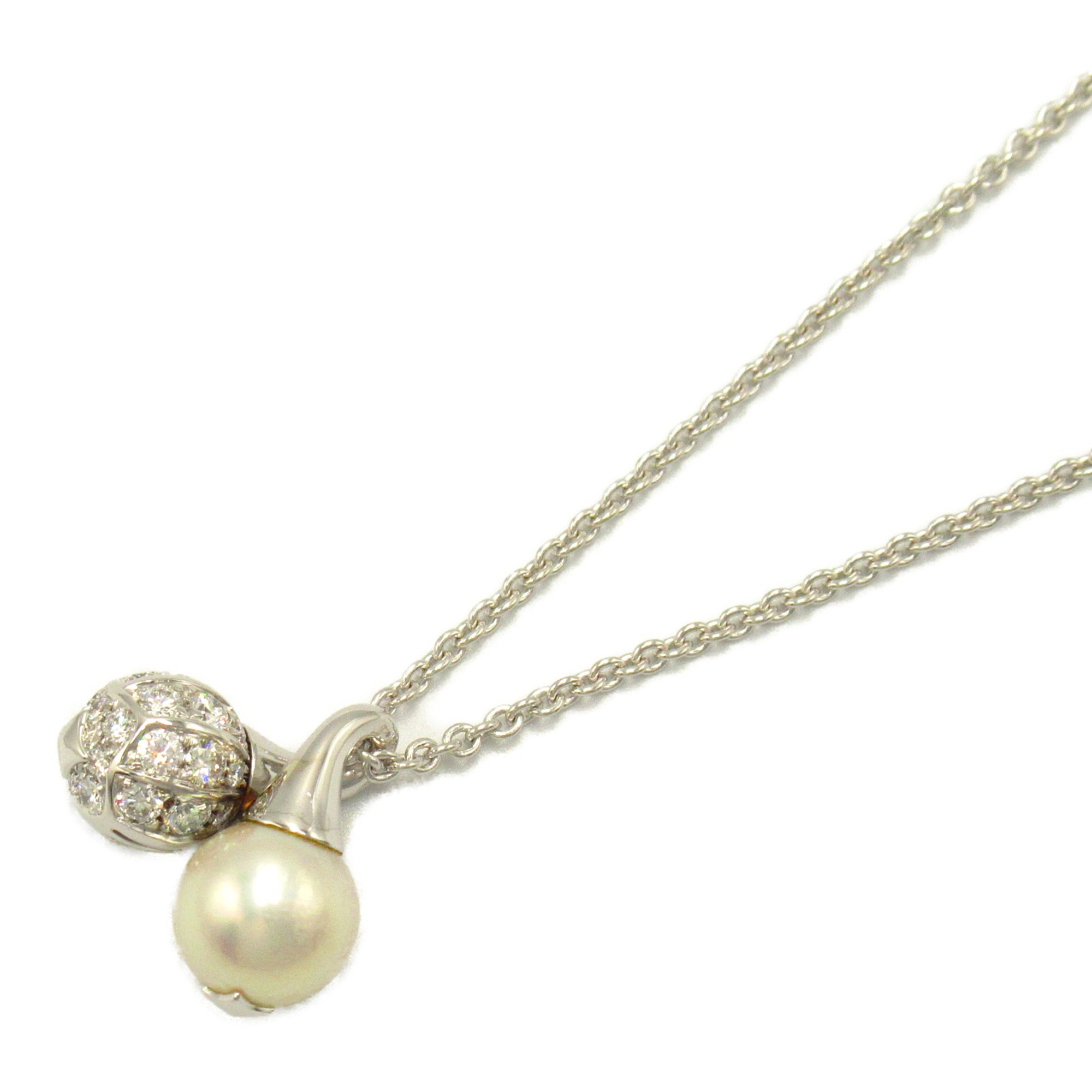 BVLGARI pearl diamond Necklace Clear White K18WG(WhiteGold) Pearl Clear White