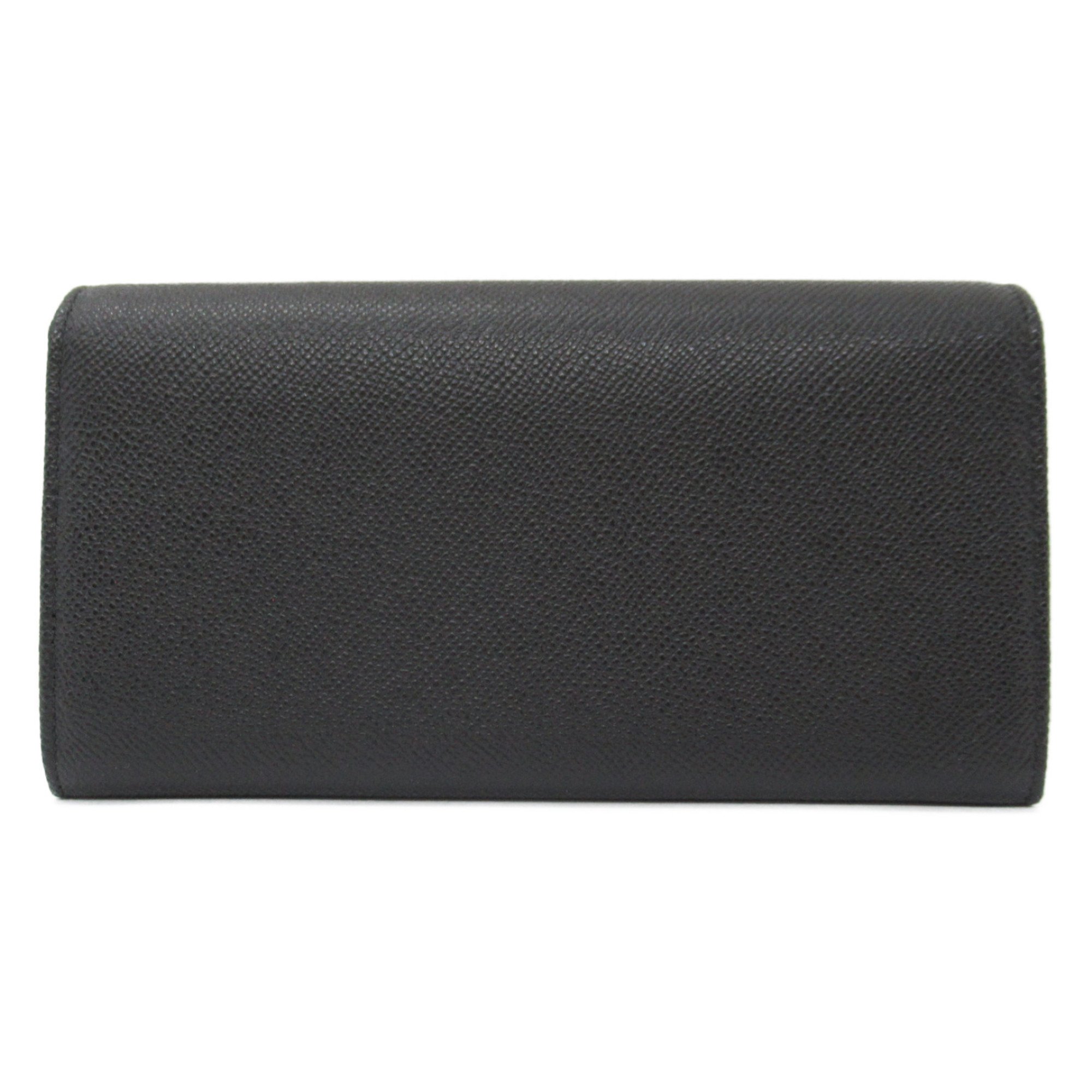 BVLGARI Bifold long wallet Black Calfskin (cowhide) 30414