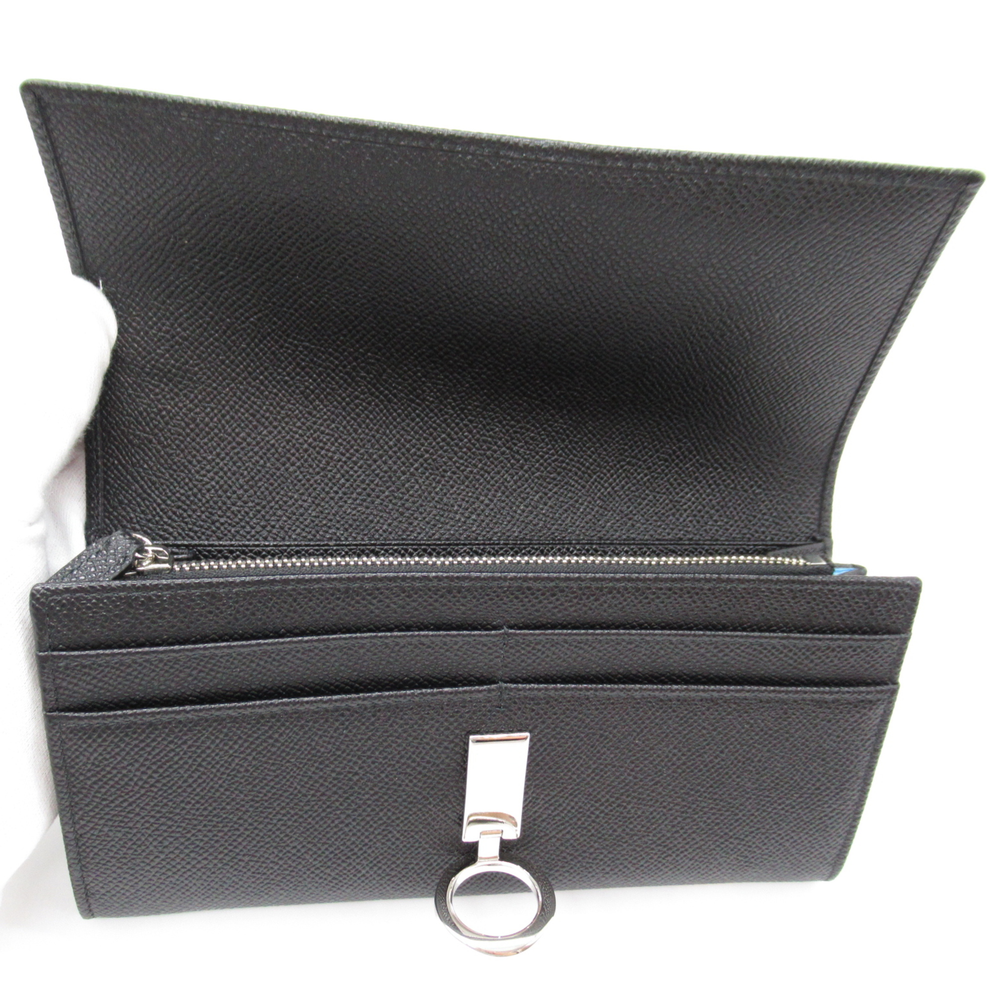 BVLGARI Bifold long wallet Black Calfskin (cowhide) 30414