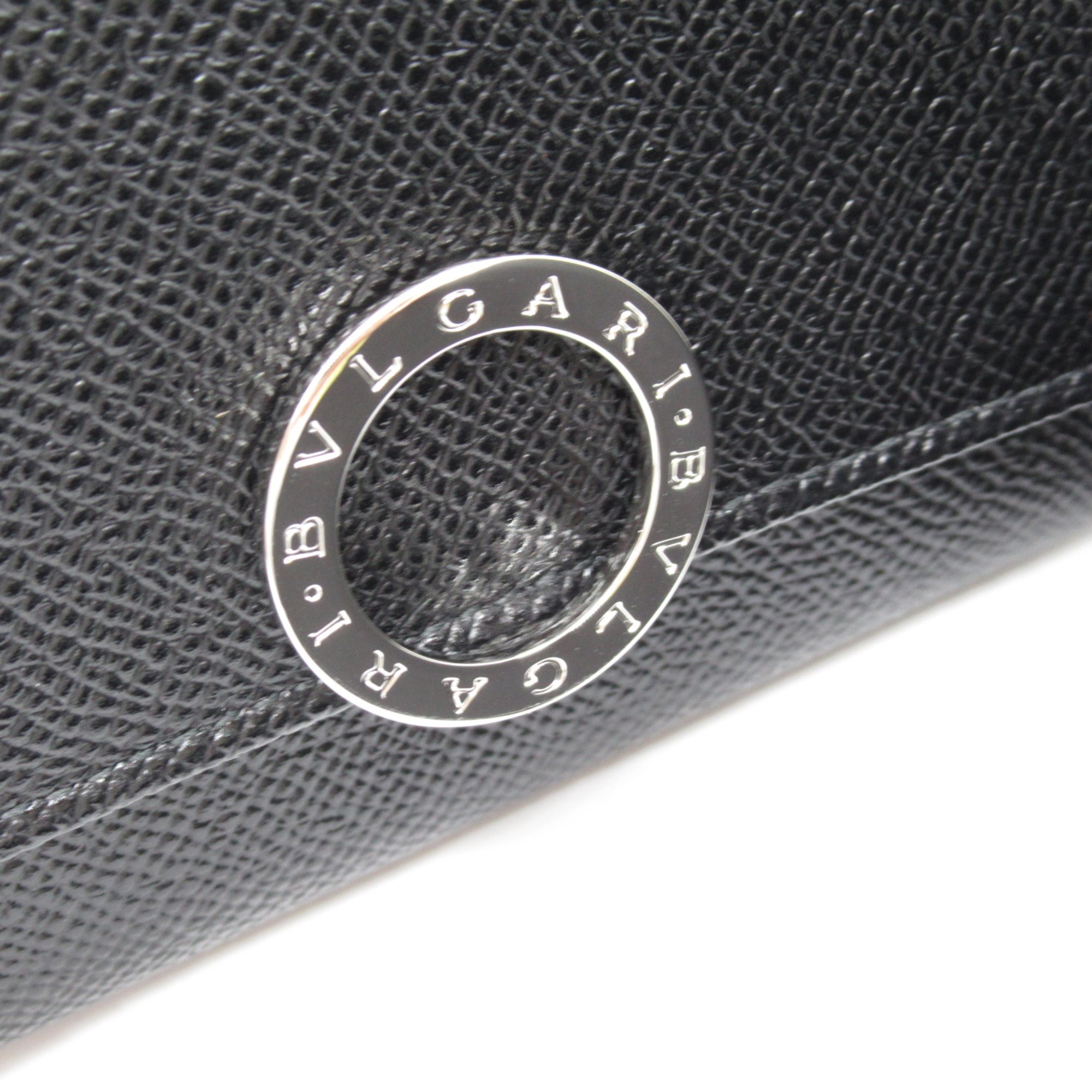 BVLGARI Bifold long wallet Black Calfskin (cowhide) 30414