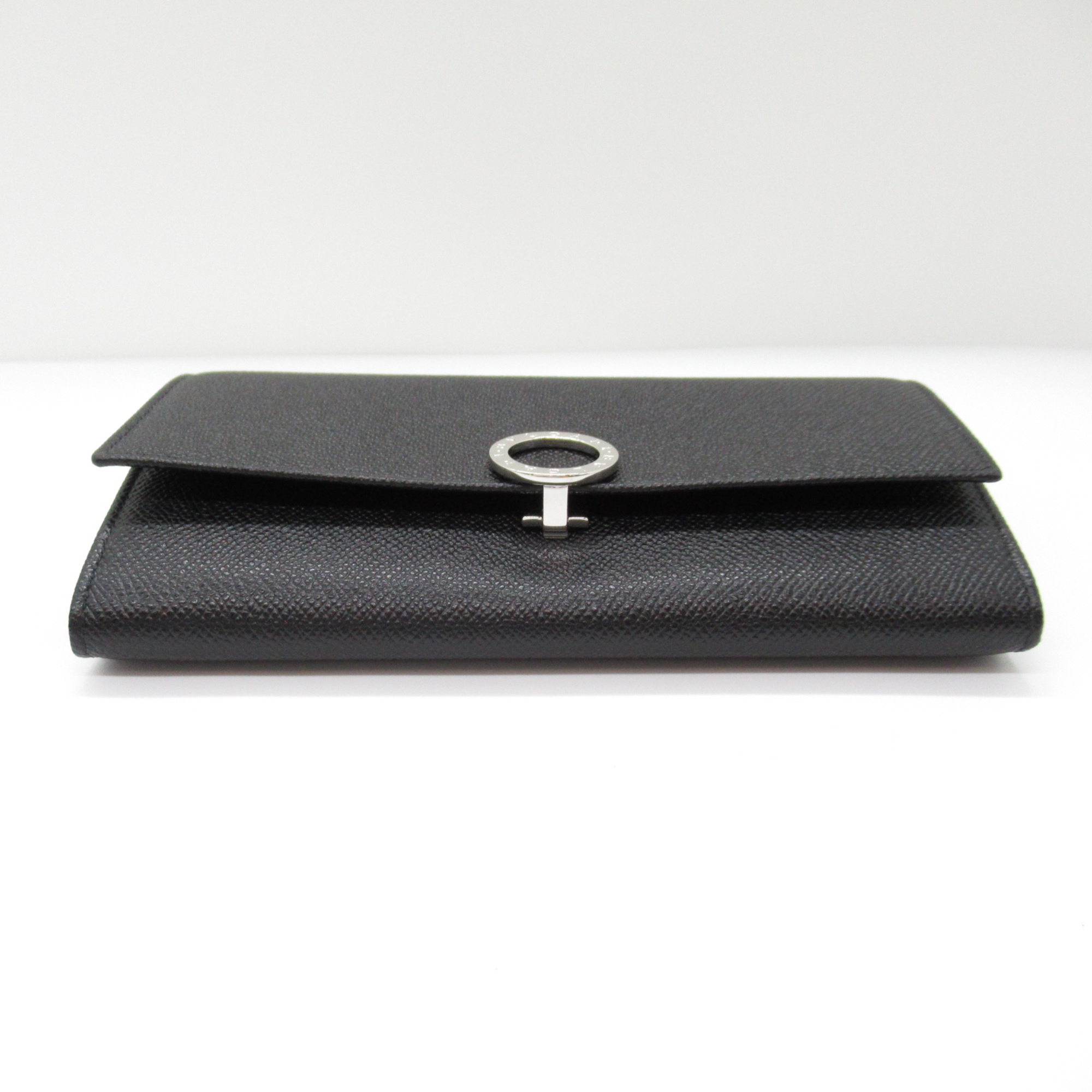 BVLGARI Bifold long wallet Black Calfskin (cowhide) 30414