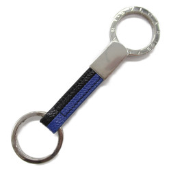 BVLGARI Key ring Black Blue Calfskin (cowhide) 288596