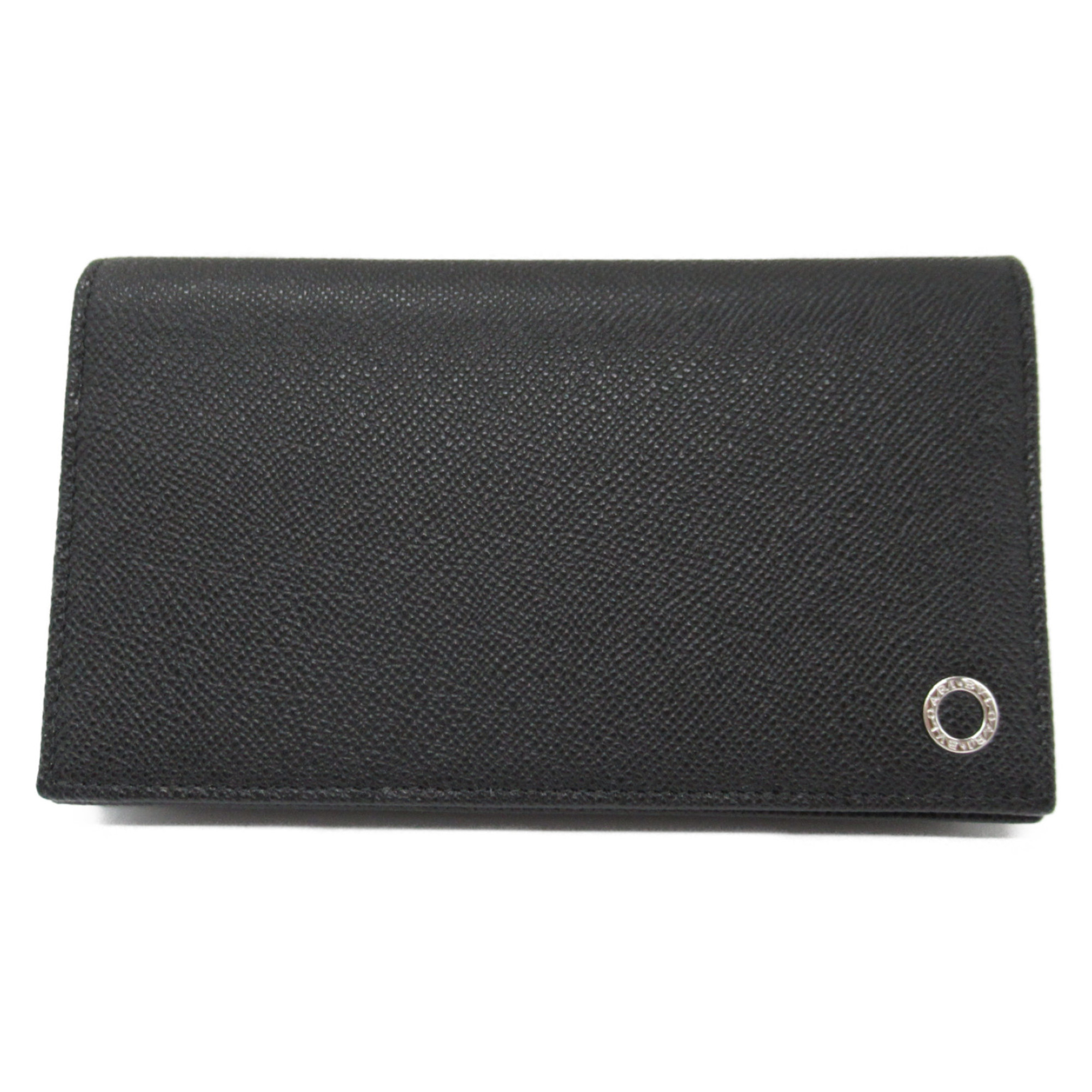 BVLGARI Bifold long wallet Black leather 30398