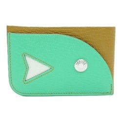 HERMES Card Case Poisson Vert Comic Green VertComic Shave leather