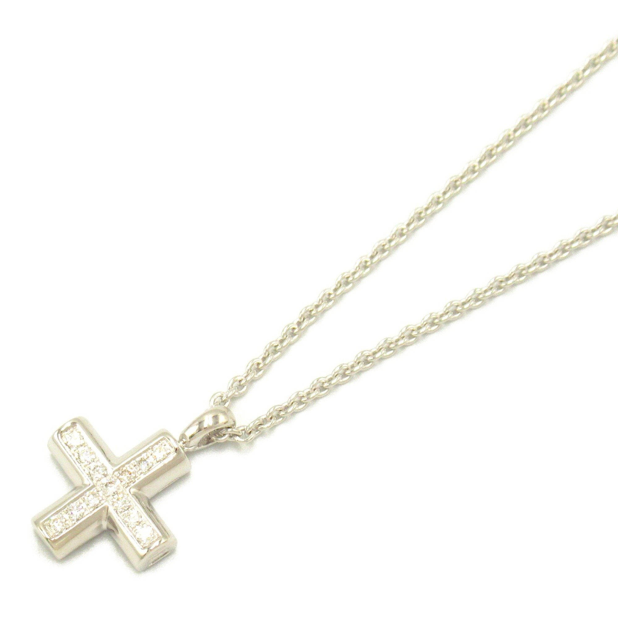 BVLGARI Greek Cross Diamond Necklace Clear K18WG(WhiteGold) Clear