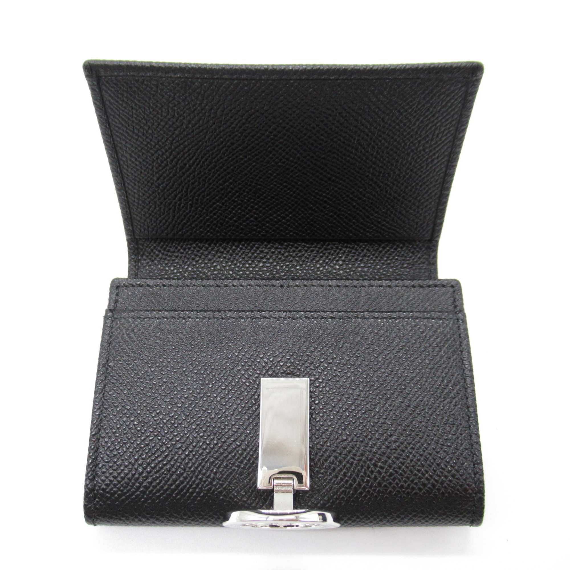 BVLGARI name card holder Black Calfskin (cowhide) 30420