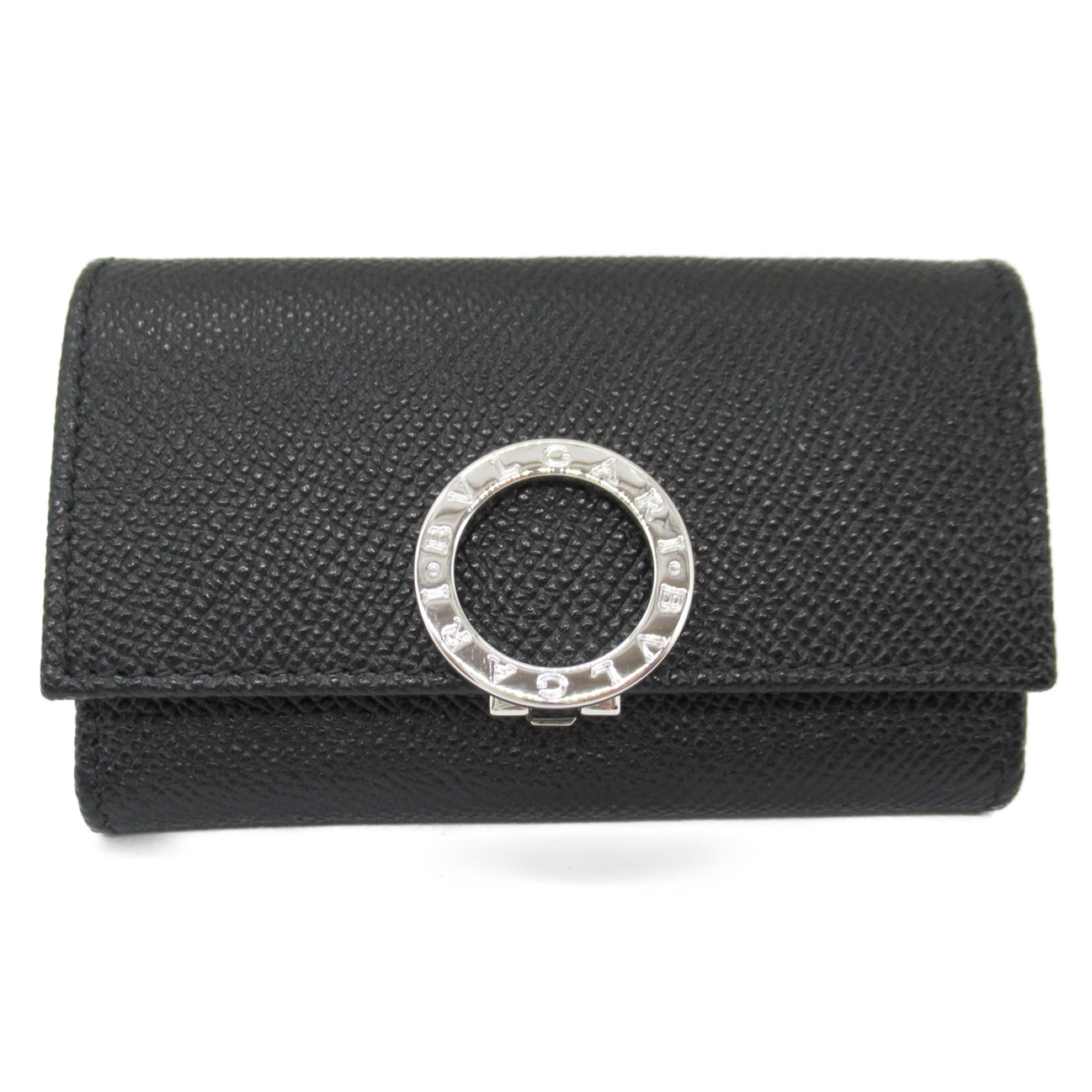 BVLGARI six hooks key holder Black leather 30422