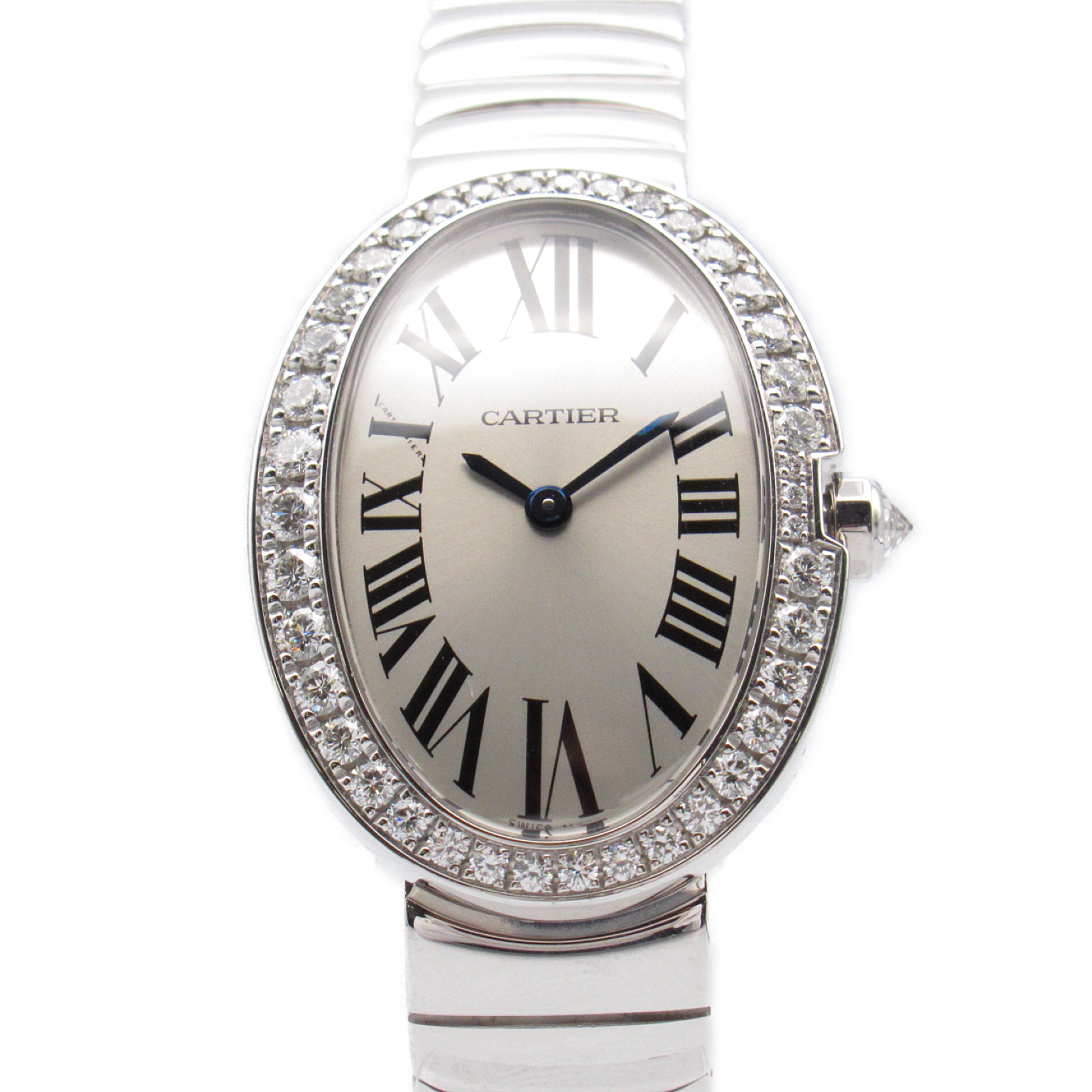 CARTIER BaignoireSM Diamond Bezel Wrist Watch WB520006 Quartz Silver K18WG(WhiteGold) WB520006